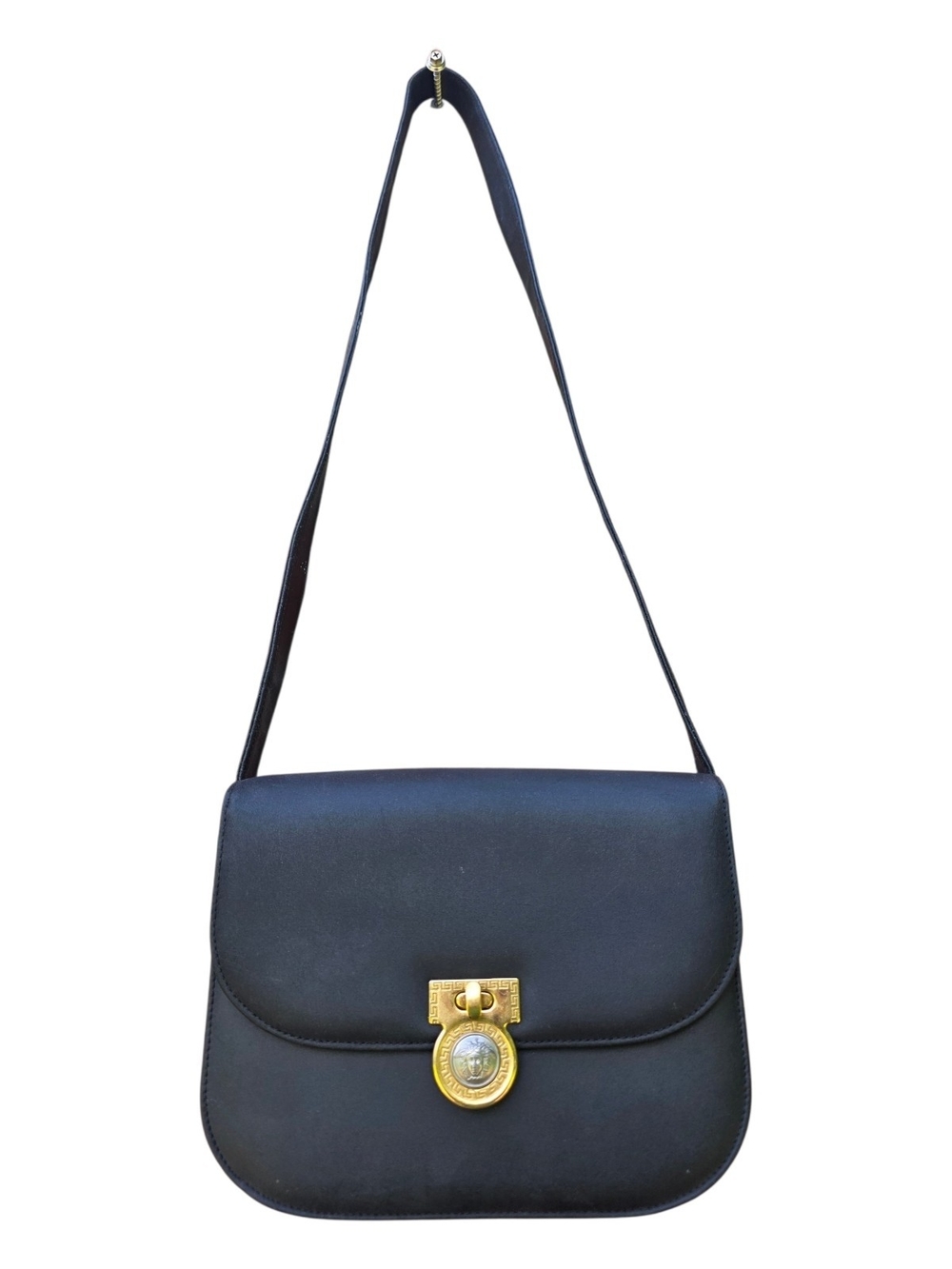 Gianni Versace Black & Gold Medusa Crossbody Bag